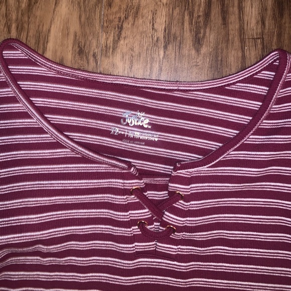 Justice Maroon Striped Long Sleeve Top - Picture 5 of 8